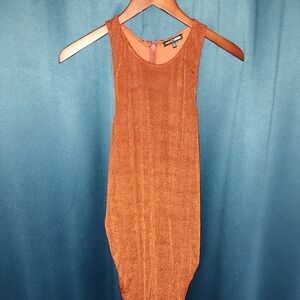 Fashion Nova Copper Ribbed Tank Maxi Dress